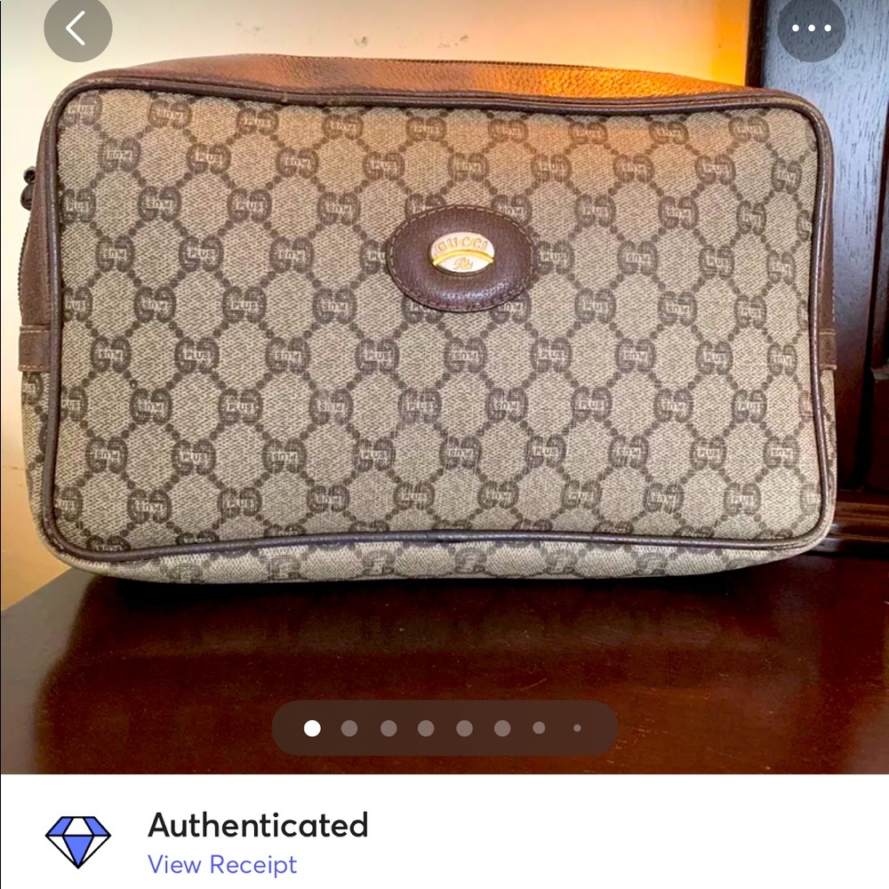 AUTH Gucci Plus GG Monogram Clutch Brown PVC